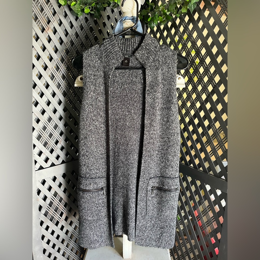 Ann Taylor Charcoal Open Front Vest